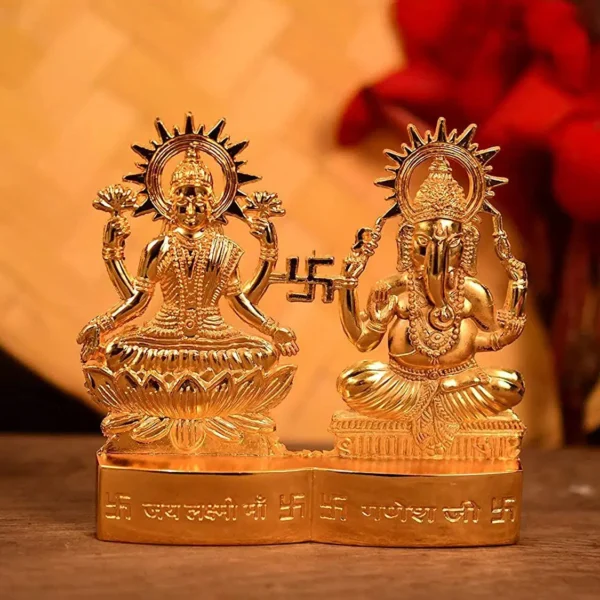 DvR ClicK - Brass Laxmi Ganesh 8 cm Idol