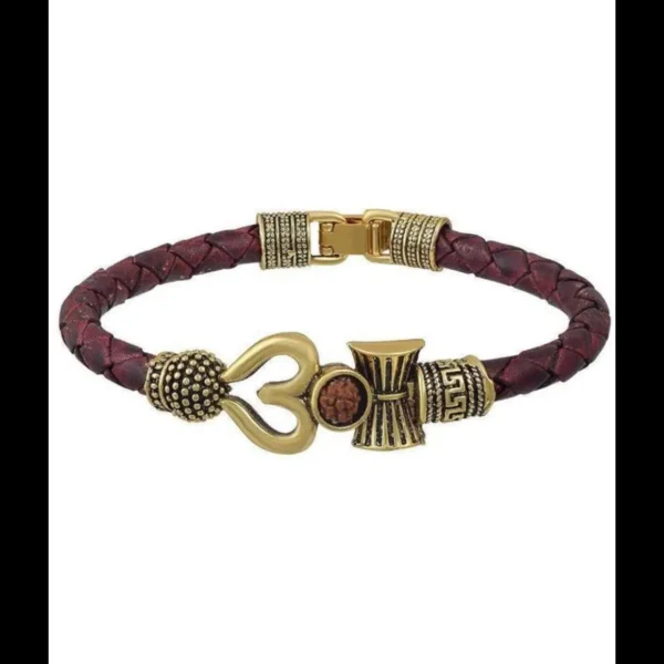 DvR ClicK Idol Bracelet Brass Om Golden Leather ( Pack of 1 )