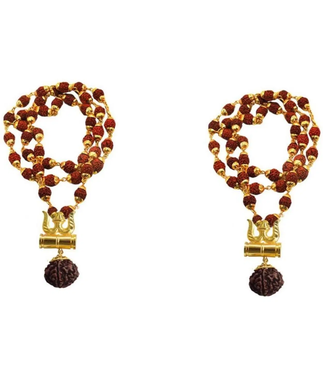 DvR ClicK Pooja Mala Golden Cap With Trishul Damru ( Pack of 2 )
