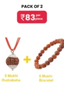 DvR ClicK Rudraksha Kada 5-MUKHI SILVER CAP & BRAECELET ( Pack of 2 )