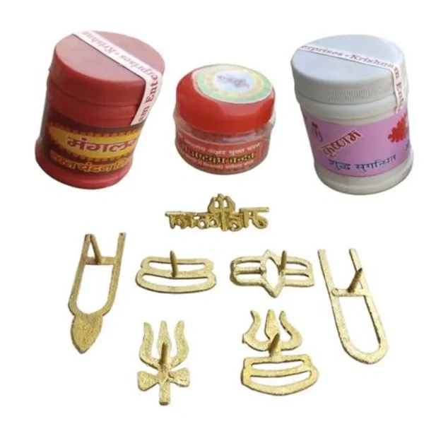 DvR Click 7 Brass Tilak Stamp With 3 White Red Chandan Box (Pack Of 10)